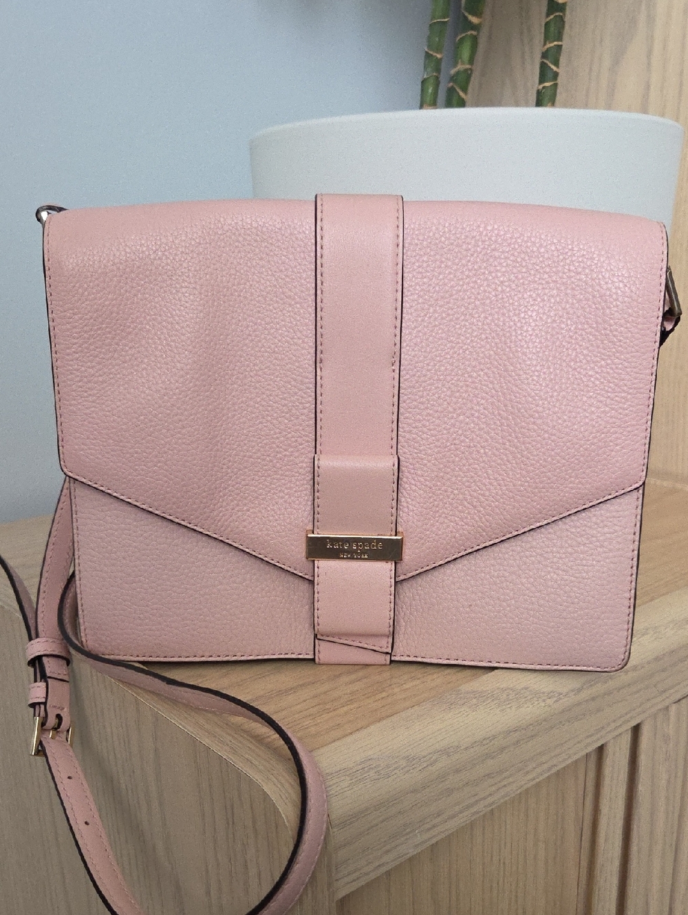kate spade Blush Pink Parchment Drive Josephine Pebbled Leather Crossbody Bag
